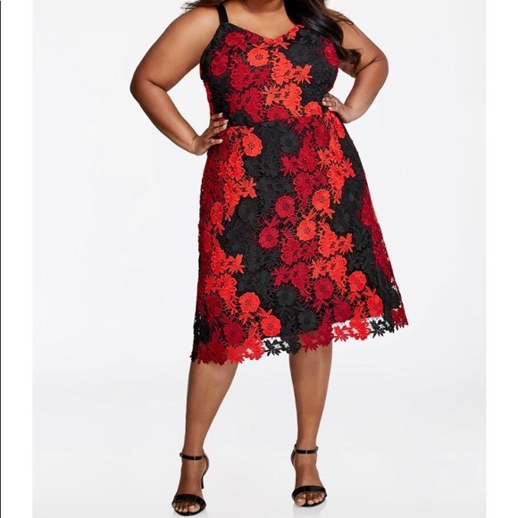 COPY - NWT - BEBE lace red dress (plus size 12W) - Picture 1 of 8
